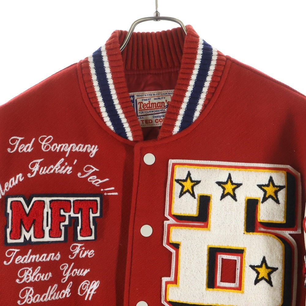TEDMAN TED COMPANY(テッドマン テッドカンパニー) STADIUM JACKET ロゴ刺繍 スタジアムジャンパー バーシティジャケット レッド TDJ-5000