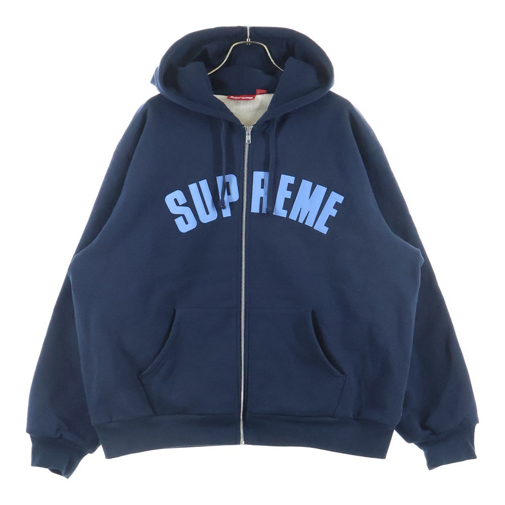SUPREME(シュプリーム) 25AW Arc Thermal LineD Zip Up Hooded Sweatshirt アーチロゴデザイン サーマル ラインド ジップアップ フーデッド スウェット パーカー ネイビー