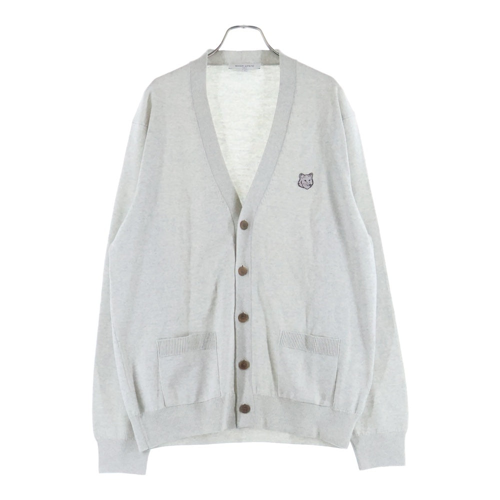 MAISON KITSUNE(メゾンキツネ) BOLD FOX HEAD PATCH REGULAR CARDIGAN フォックスヘッドパッチ レギュラー ニットカーディガン グレー MM00509KT1036