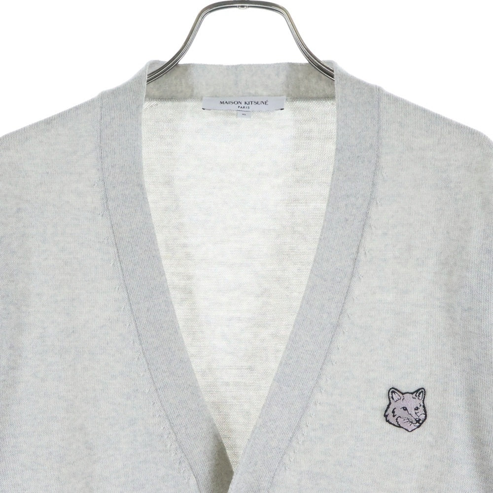 MAISON KITSUNE(メゾンキツネ) BOLD FOX HEAD PATCH REGULAR CARDIGAN フォックスヘッドパッチ レギュラー ニットカーディガン グレー MM00509KT1036