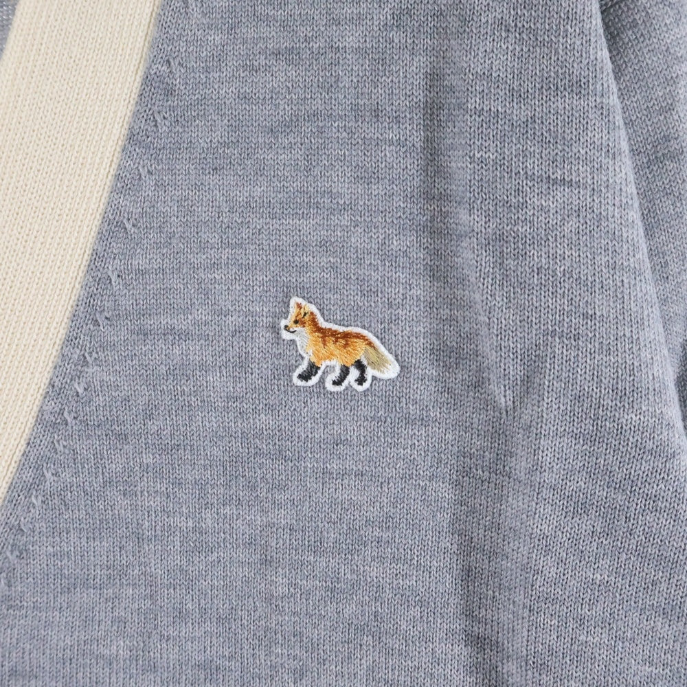 MAISON KITSUNE(メゾンキツネ) フォックスパッチ ウールニットカーディガン グレー HU00542KT1036