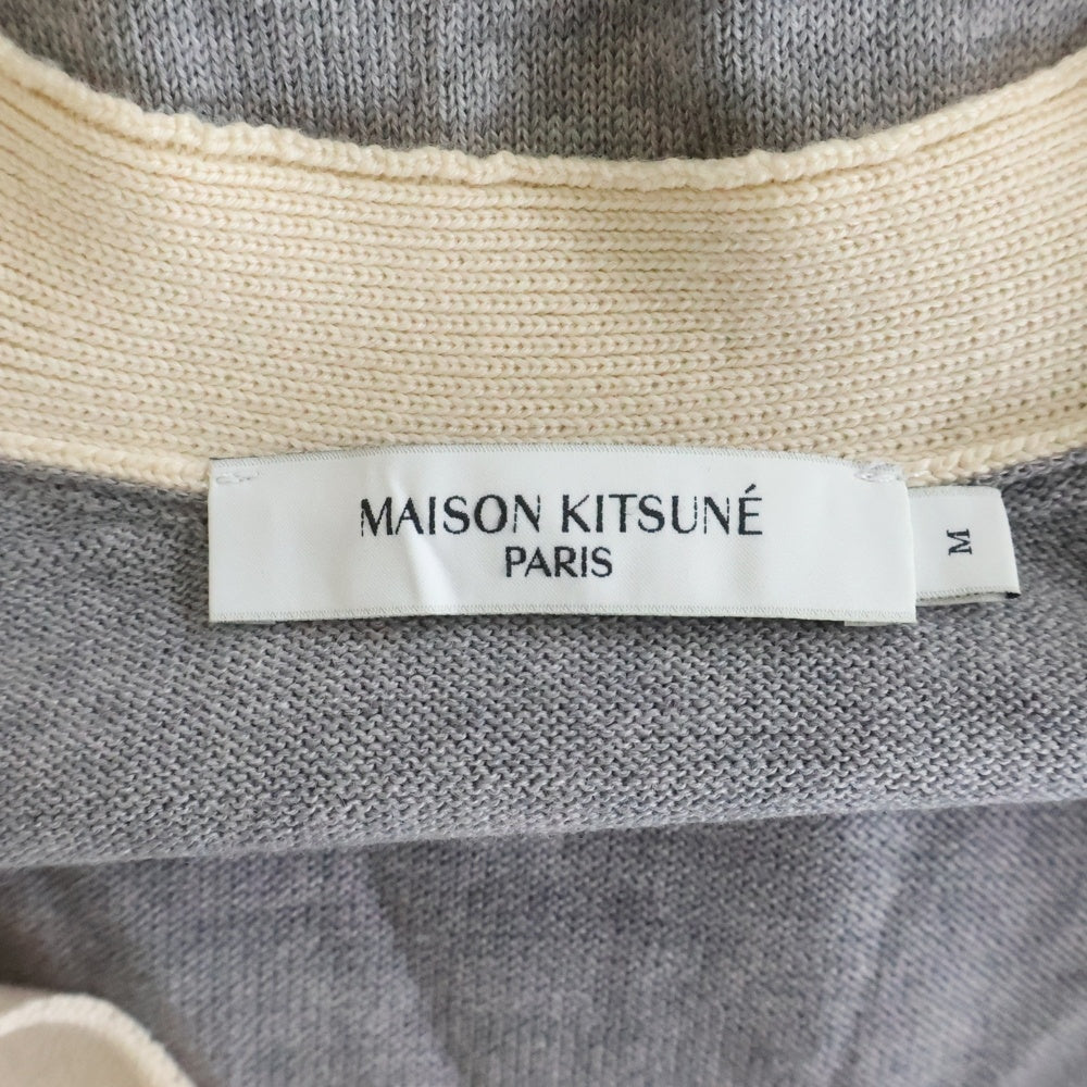 MAISON KITSUNE(メゾンキツネ) フォックスパッチ ウールニットカーディガン グレー HU00542KT1036