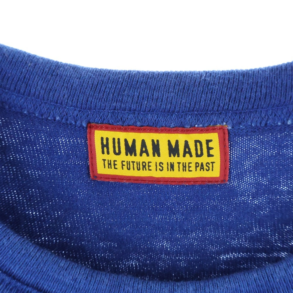HUMAN MADE(ヒューマンメイド) 25SS INDIGO DYED STRIPED T-SHIRT インディゴ ダイド ストライプド クルーネック半袖Tシャツ カットソー ブルー