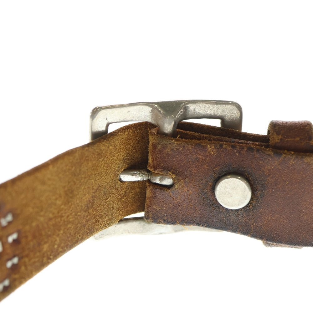 WOLF'S HEAD(ウルフズヘッド) マルチカラーストーン レザー スタッズベルト ブラウン レディース