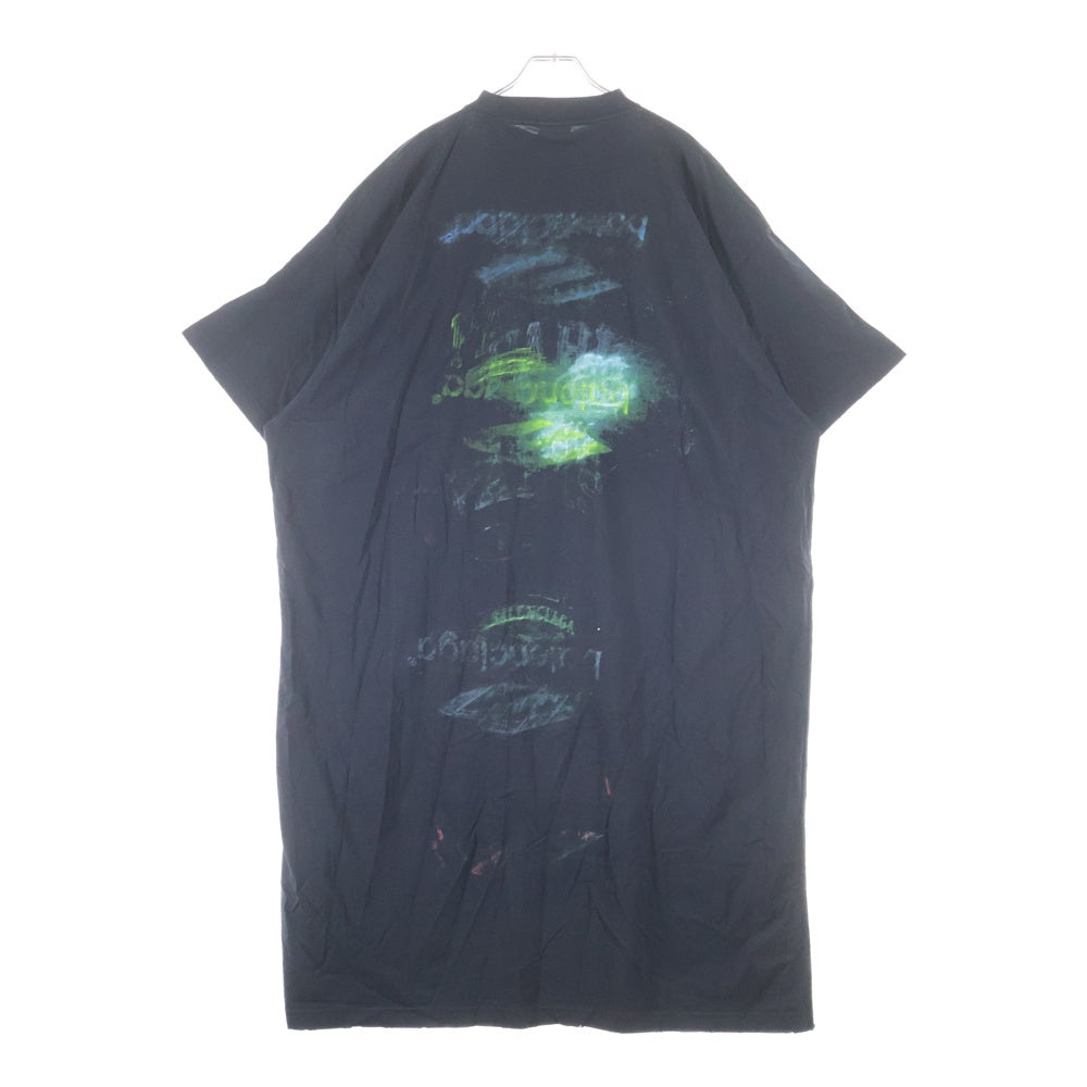 BALENCIAGA(バレンシアガ) PAINTED Tshirt Dress ペインテッド 半袖Tシャツ ドレス カットソー ワンピース ブラック 777750 TSVB4