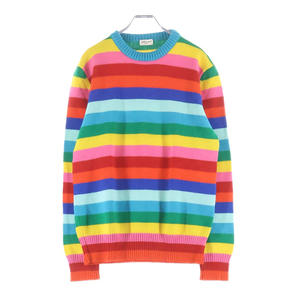 SAINT LAURENT PARIS(サンローランパリ) 15AW ボーダー ウール クルーネックニットセーター マルチカラー 407992 Y1NG1