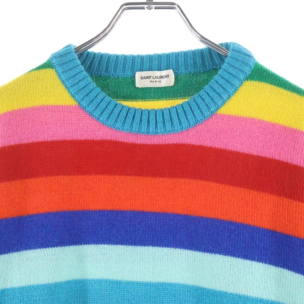 SAINT LAURENT PARIS(サンローランパリ) 15AW ボーダー ウール クルーネックニットセーター マルチカラー 407992 Y1NG1