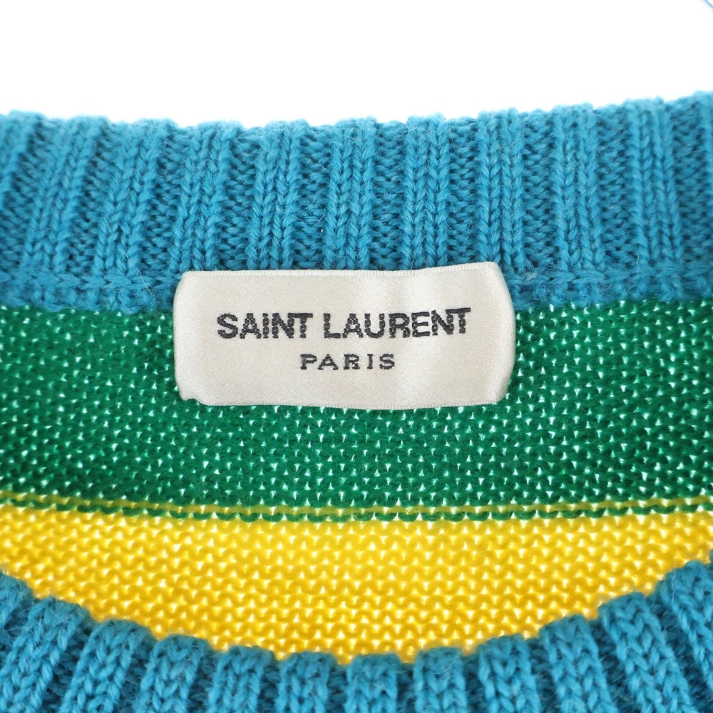 SAINT LAURENT PARIS(サンローランパリ) 15AW ボーダー ウール クルーネックニットセーター マルチカラー 407992 Y1NG1