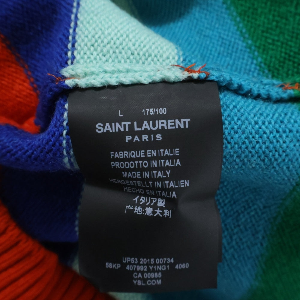 SAINT LAURENT PARIS(サンローランパリ) 15AW ボーダー ウール クルーネックニットセーター マルチカラー 407992 Y1NG1