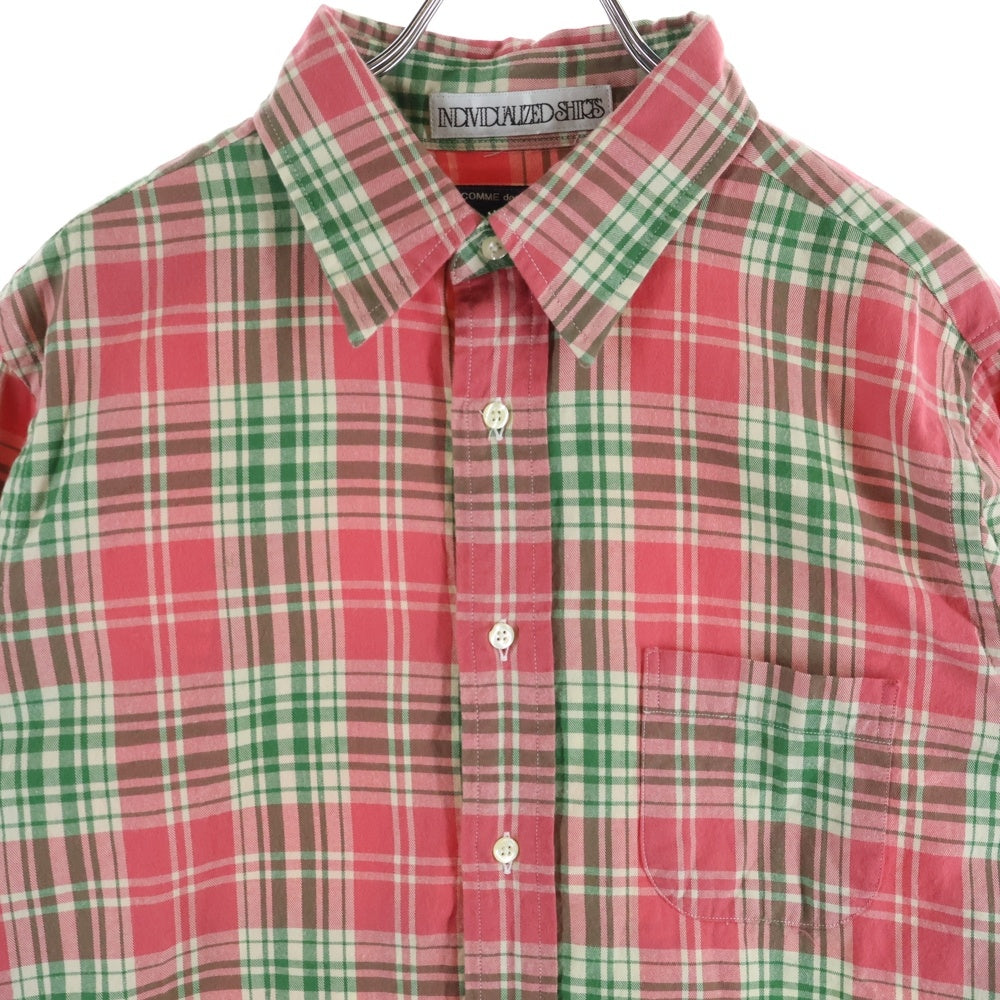 COMME des GARCONS HOMME(コムデギャルソンオム) 13AW AD2013 ×INDIVIDUALIZED SHIRTS インディビジュアライズド シャツ チェック柄 ロングスリーブ コットンシャツ レッド/グリーン HL-B017