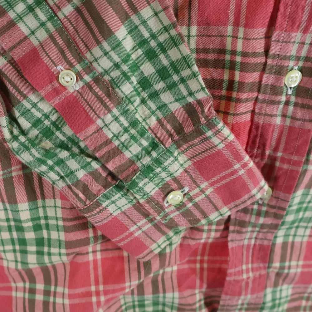 COMME des GARCONS HOMME(コムデギャルソンオム) 13AW AD2013 ×INDIVIDUALIZED SHIRTS インディビジュアライズド シャツ チェック柄 ロングスリーブ コットンシャツ レッド/グリーン HL-B017