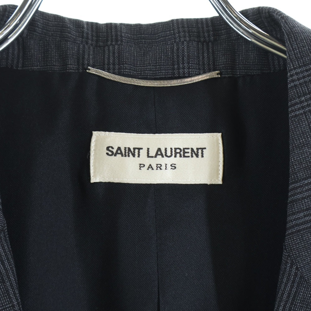 SAINT LAURENT PARIS(サンローランパリ) チェック柄 セットアップスーツ テーラードジャケット スラックスパンツ ダークグレー 343250 Y512H