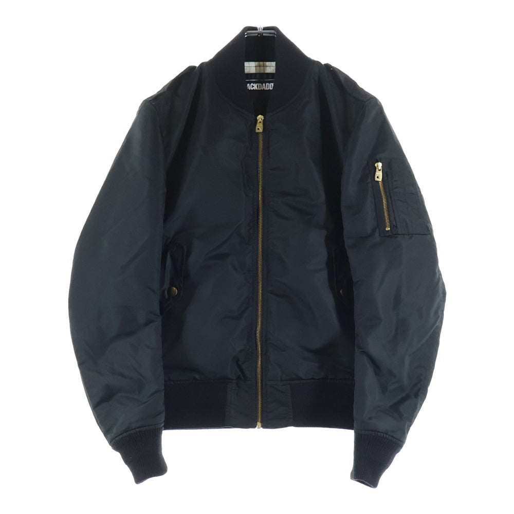 MACKDADDY(マックダディー) MA-1 ナイロン アームニット切替 ボンバージャケット ブラック