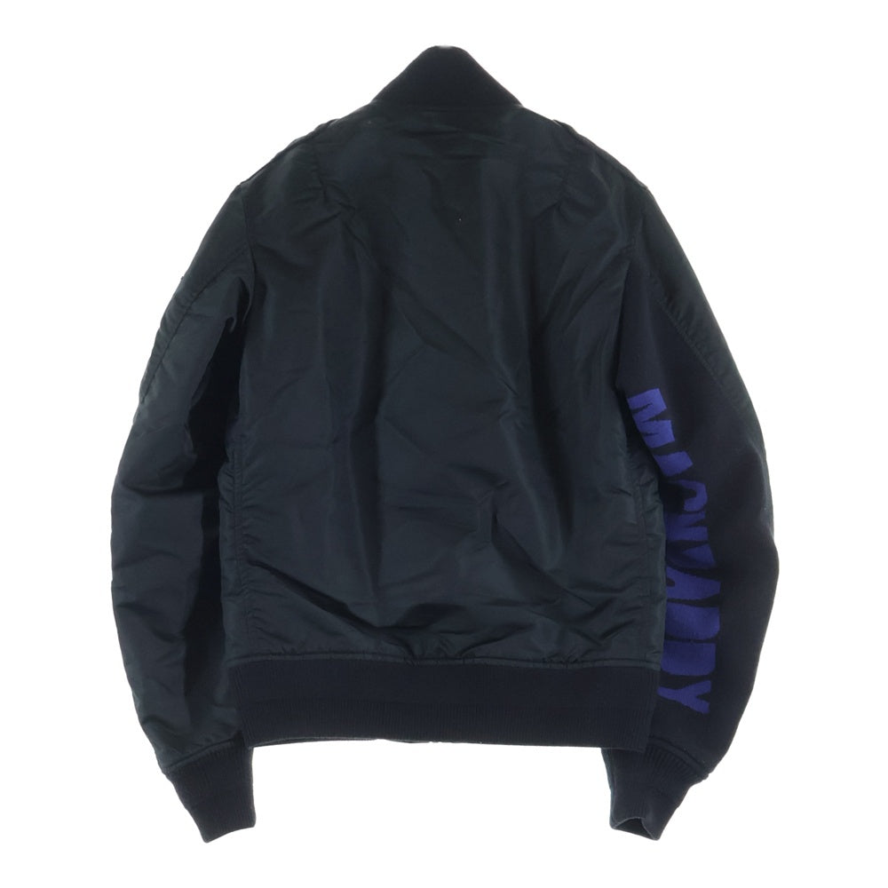 MACKDADDY(マックダディー) MA-1 ナイロン アームニット切替 ボンバージャケット ブラック