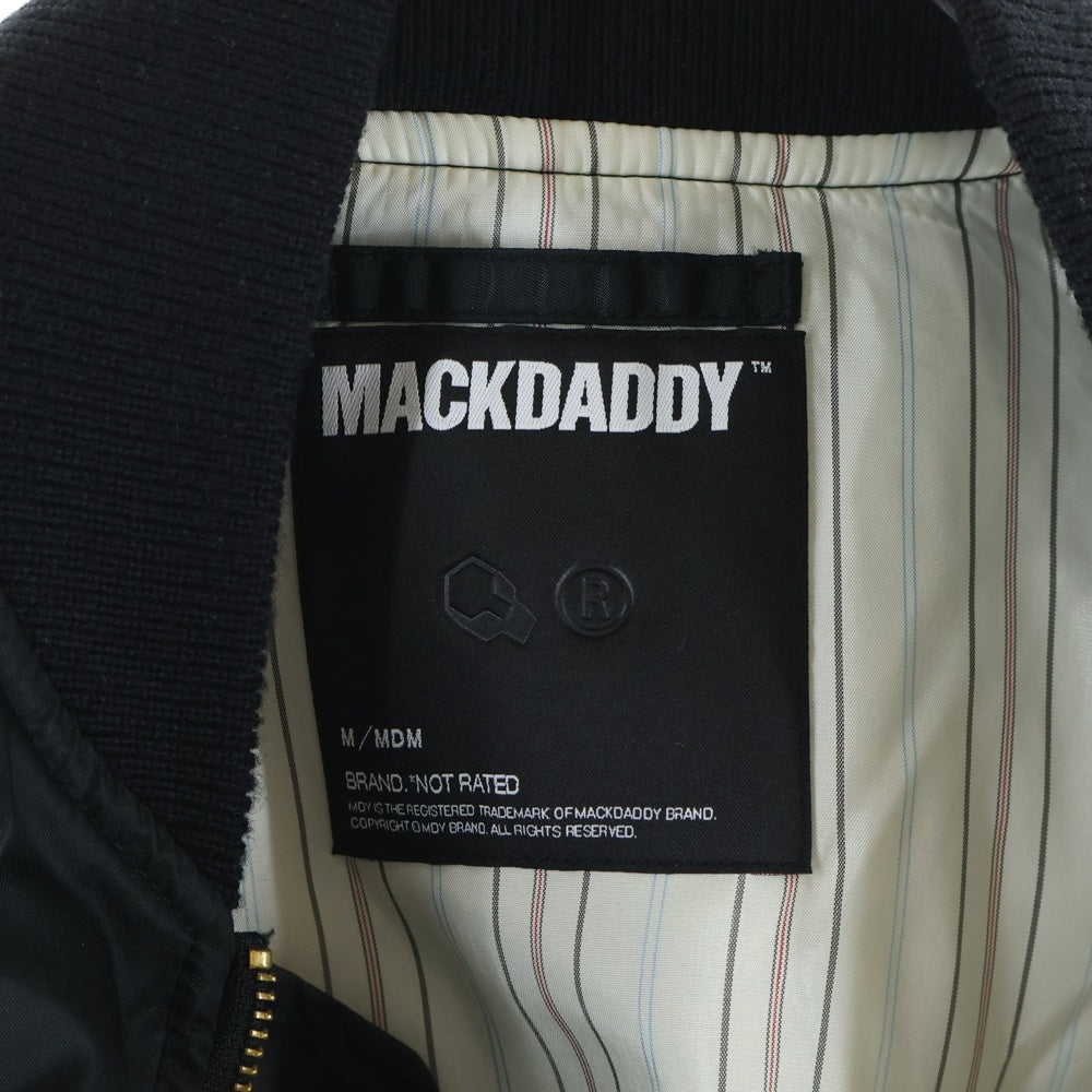 MACKDADDY(マックダディー) MA-1 ナイロン アームニット切替 ボンバージャケット ブラック