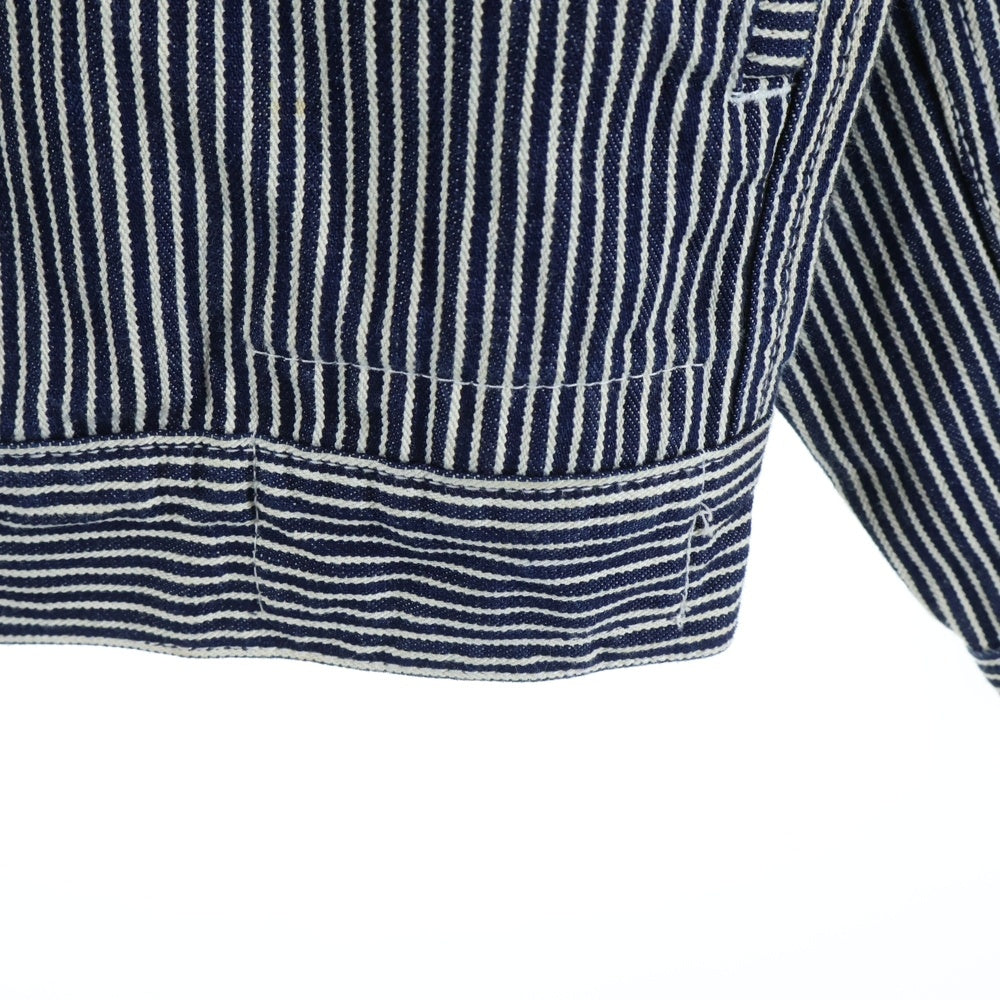 MACKDADDY(マックダディー) ワッペン付き ボタンフライ ストライプジャケット ネイビー/ホワイト