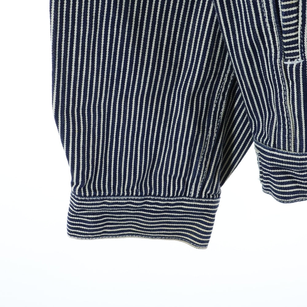 MACKDADDY(マックダディー) ワッペン付き ボタンフライ ストライプジャケット ネイビー/ホワイト