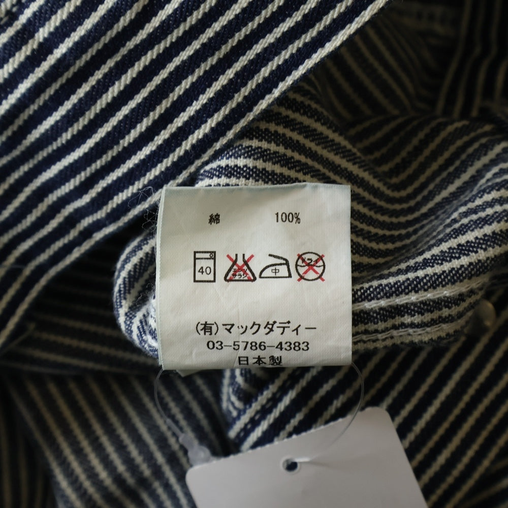 MACKDADDY(マックダディー) ワッペン付き ボタンフライ ストライプジャケット ネイビー/ホワイト
