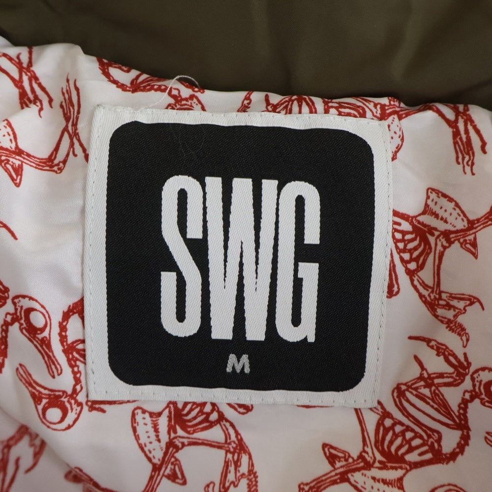 SWAGGER(スワッガー) HOODED DOWN JACKET ダブルポケット ジップアップ ファー フーデットダウンジャケット カーキ SWGJKT-375