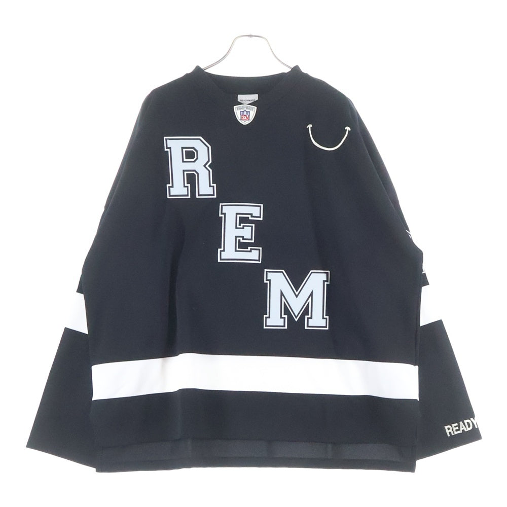 READY MADE(レディメイド) 23SS GAME SHIRT SMILE スマイル ロングスリーブ ゲームシャツ カットソー ブラック RE-P0-BK-00-00-249