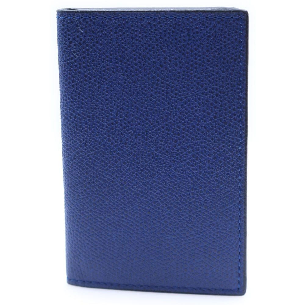 Valextra(ヴァレクストラ) レザー ロゴエンブロイダリー 二つ折り カードケース ブルー レディース