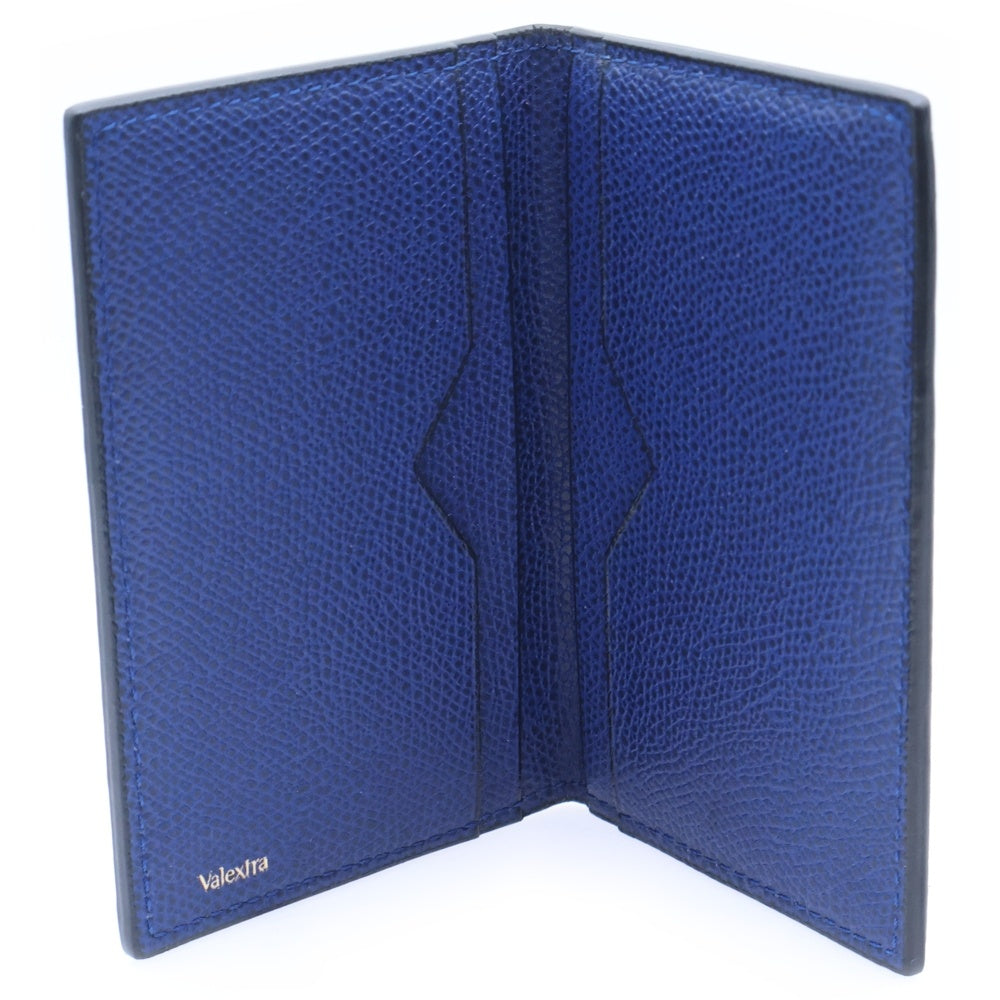 Valextra(ヴァレクストラ) レザー ロゴエンブロイダリー 二つ折り カードケース ブルー レディース