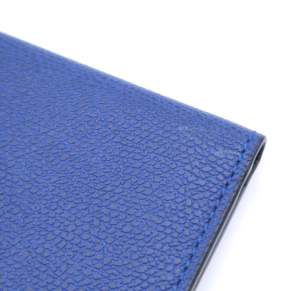 Valextra(ヴァレクストラ) レザー ロゴエンブロイダリー 二つ折り カードケース ブルー レディース