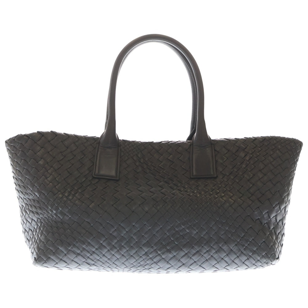 FALORNI(ファロルニ) 編み込み レザー イントレチャート ハンドバッグ トートバック ブラック レディース