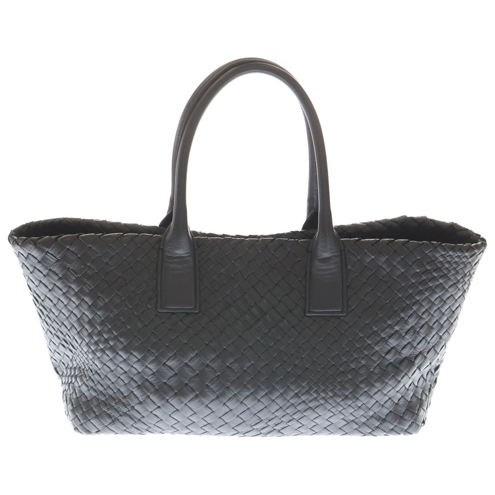 FALORNI(ファロルニ) 編み込み レザー イントレチャート ハンドバッグ トートバック ブラック レディース