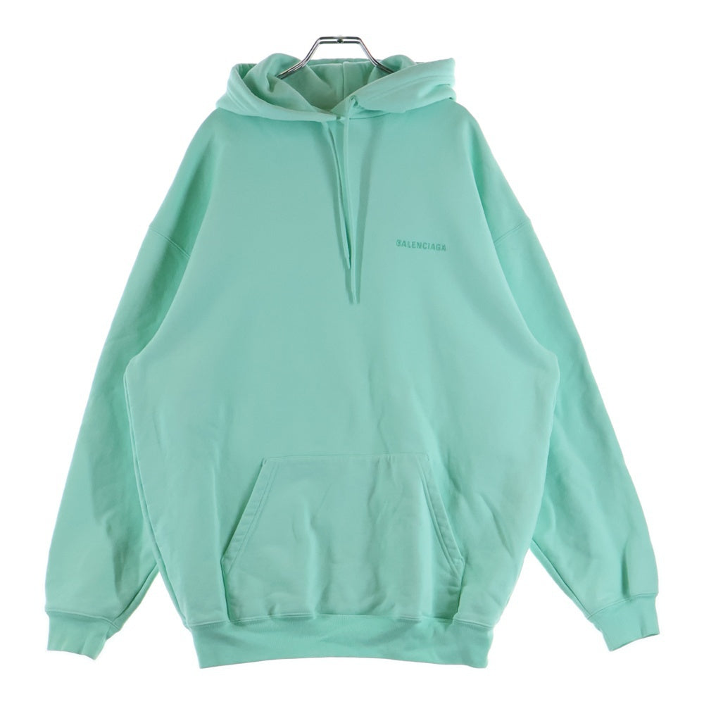BALENCIAGA(バレンシアガ) 22SS カンガルーポケット ブロントバックエンブロイダリー プルオーバースウェットパーカー ミントグリーン 578135 TLVB8 3062