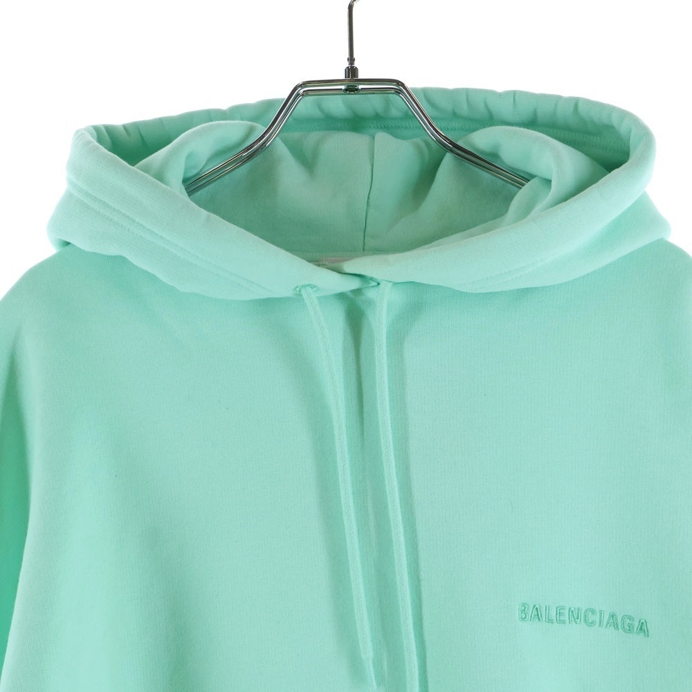 BALENCIAGA(バレンシアガ) 22SS カンガルーポケット ブロントバックエンブロイダリー プルオーバースウェットパーカー ミントグリーン 578135 TLVB8 3062