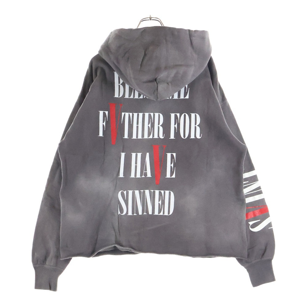 SAINT MICHAEL(セントマイケル) 22SS ×VLONE ヴィローン ダメージ加工 プルオーバーパーカー ブラック SM-S22-0000-070