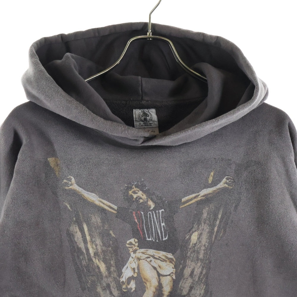 SAINT MICHAEL(セントマイケル) 22SS ×VLONE ヴィローン ダメージ加工 プルオーバーパーカー ブラック SM-S22-0000-070