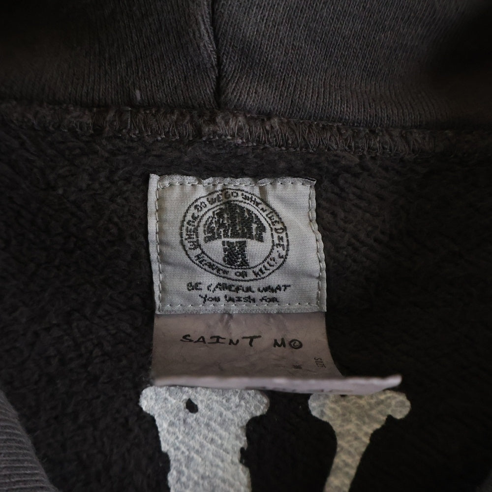 SAINT MICHAEL(セントマイケル) 22SS ×VLONE ヴィローン ダメージ加工 プルオーバーパーカー ブラック SM-S22-0000-070