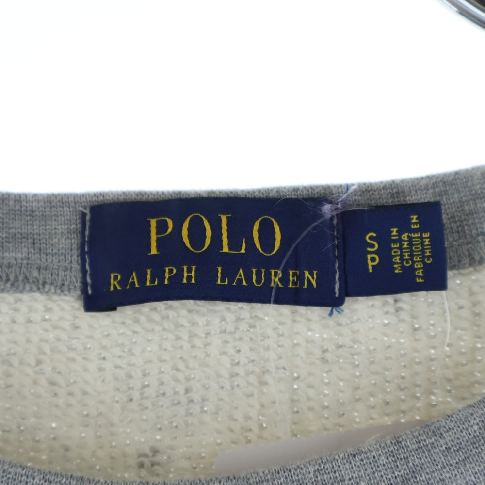 POLO RALPH LAUREN(ポロラルフローレン) ペンキ加工 胸ロゴ刺繍 ラグランスウェットトレーナー グレー 710740583001
