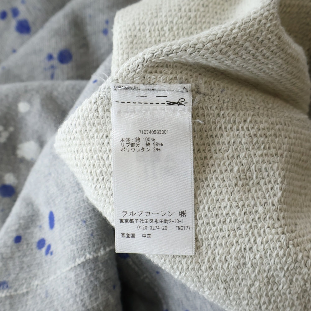 POLO RALPH LAUREN(ポロラルフローレン) ペンキ加工 胸ロゴ刺繍 ラグランスウェットトレーナー グレー 710740583001