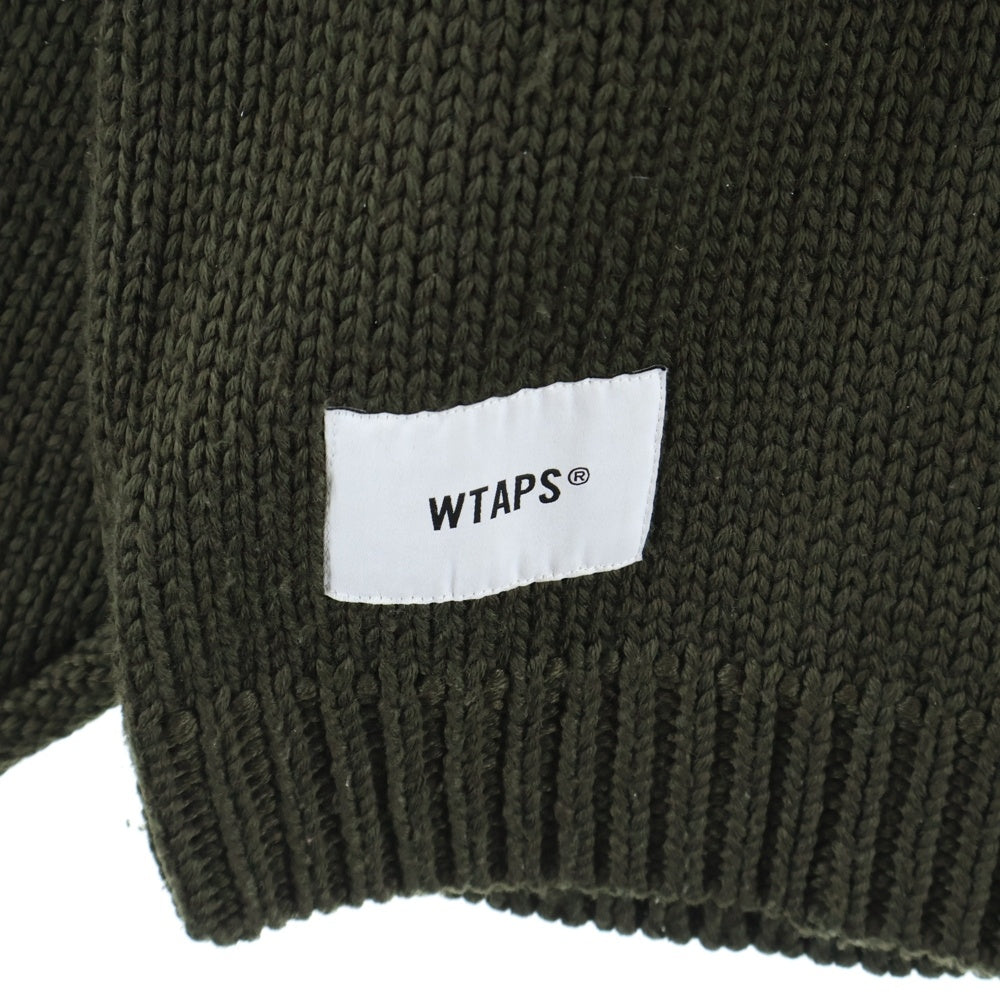 WTAPS(ダブルタップス) 23AW バックロゴ クルーネックニットセーター カーキ 232MADT-KNM04