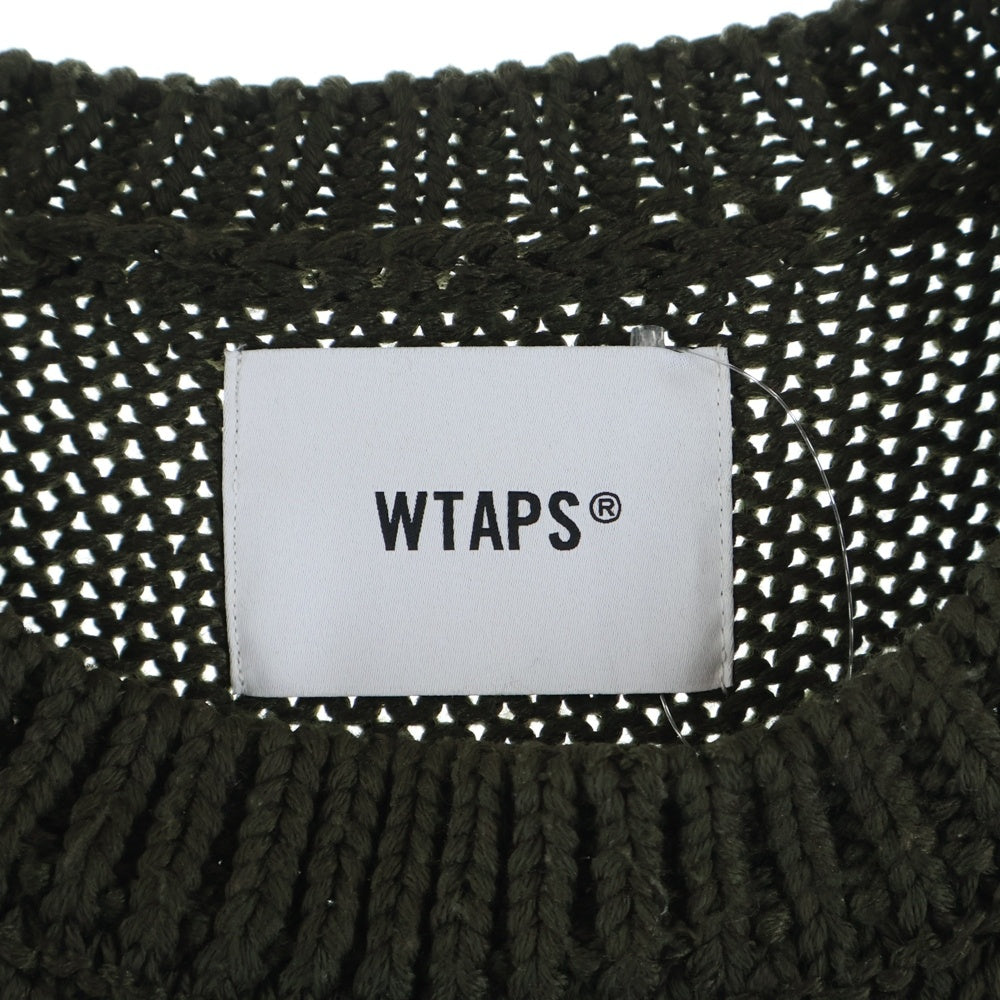 WTAPS(ダブルタップス) 23AW バックロゴ クルーネックニットセーター カーキ 232MADT-KNM04
