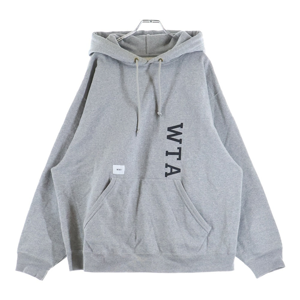 WTAPS(ダブルタップス) 23SS ロゴプリント プルオーバースウェットパーカー フーディー グレー 231ATDT-CSM01
