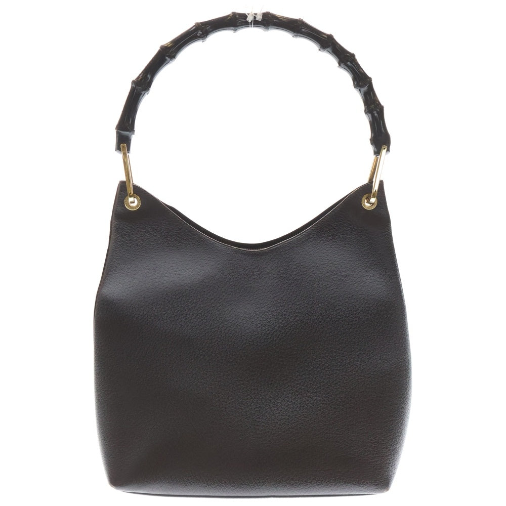 GUCCI(グッチ) バンブー ロゴ金具デザイン レザー ハンドバッグ ブラウン 001-2058 レディース