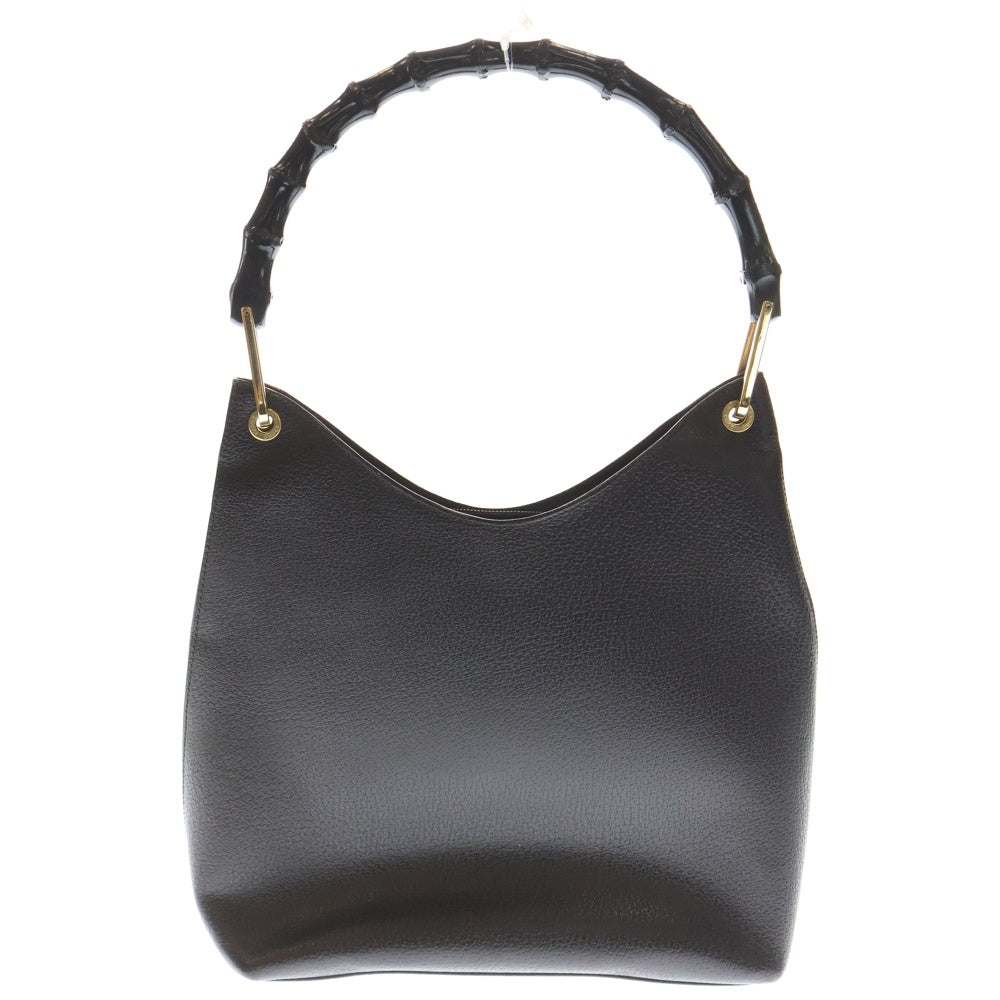 GUCCI(グッチ) バンブー ロゴ金具デザイン レザー ハンドバッグ ブラウン 001-2058 レディース