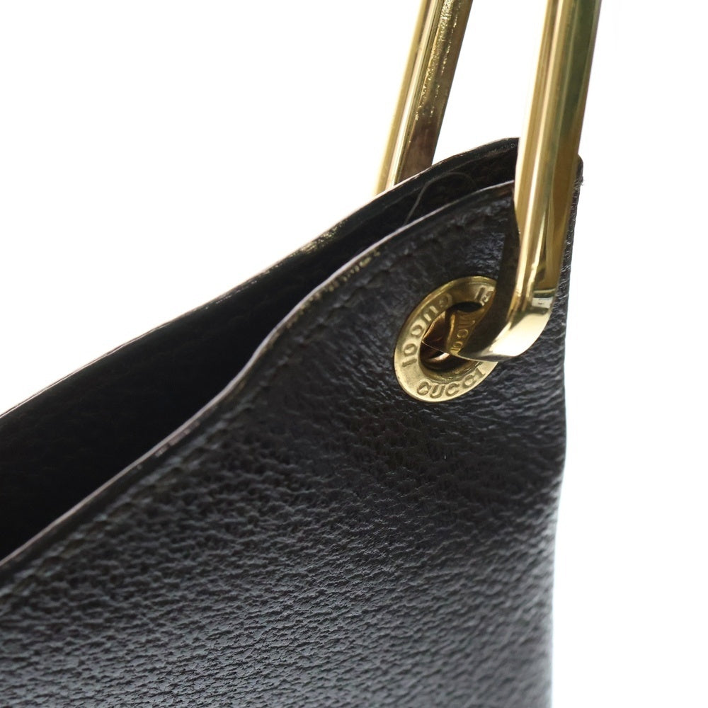 GUCCI(グッチ) バンブー ロゴ金具デザイン レザー ハンドバッグ ブラウン 001-2058 レディース