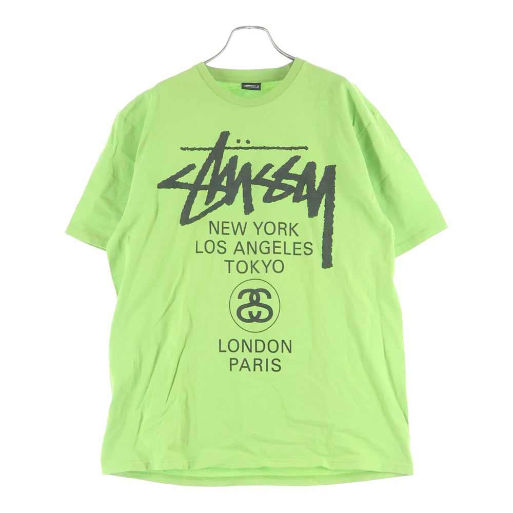 STUSSY(ステューシー) WORLD TOUR TEE 両面プリント クルーネック ワールドツアー 半袖Tシャツ カットソー グリーン