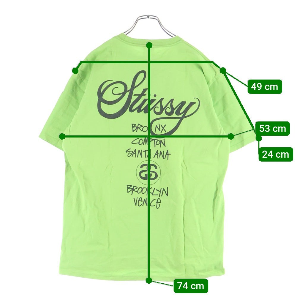 STUSSY(ステューシー) WORLD TOUR TEE 両面プリント クルーネック ワールドツアー 半袖Tシャツ カットソー グリーン