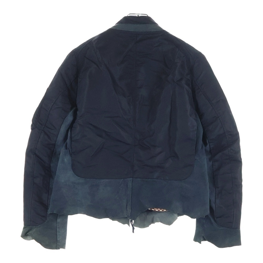 TAKAHIROMIYASHITA The SoloIst.(タカヒロミヤシタザソロイスト) 13SS レザー切り替え マルチポケット ジップアップ MA-1 ボンバージャケット ブラック 0552
