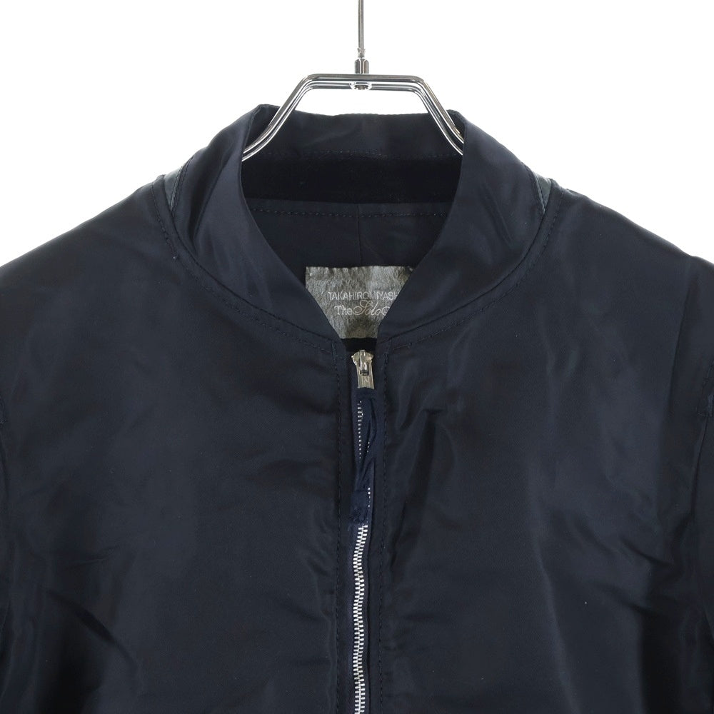 TAKAHIROMIYASHITA The SoloIst.(タカヒロミヤシタザソロイスト) 13SS レザー切り替え マルチポケット ジップアップ MA-1 ボンバージャケット ブラック 0552