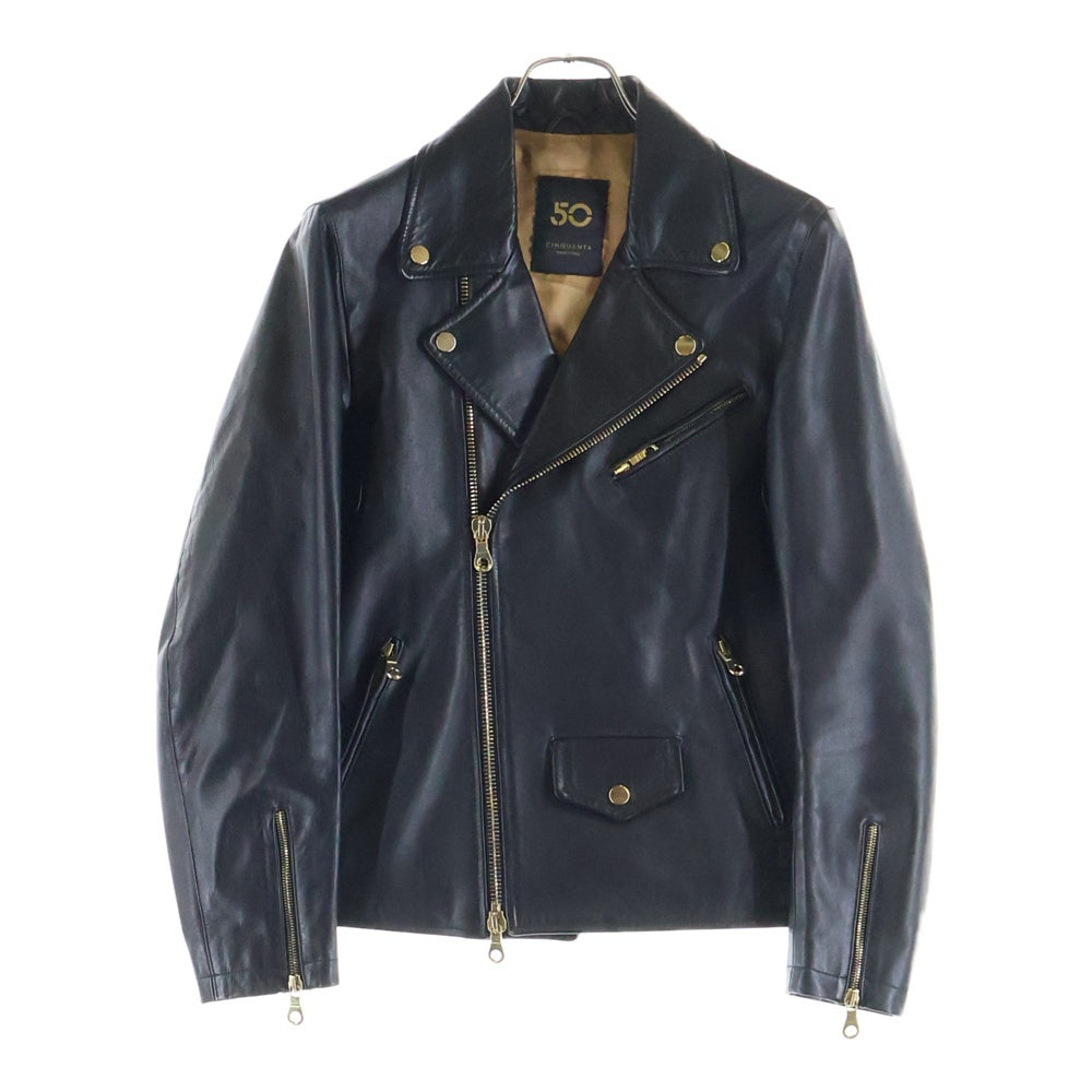 Cinquanta(チンクアンタ) ダブルライダースジャケット レザージャケット ブラック H-518