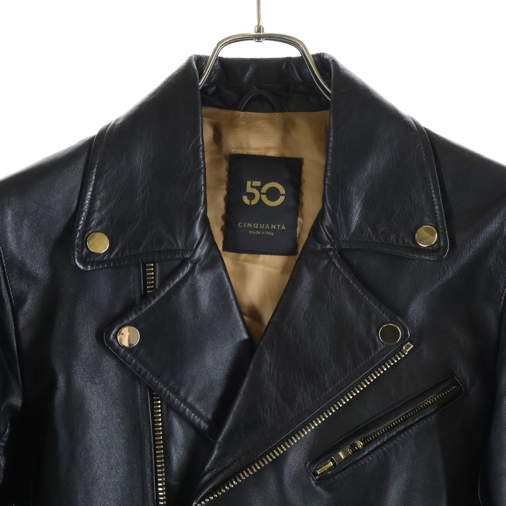 Cinquanta(チンクアンタ) ダブルライダースジャケット レザージャケット ブラック H-518