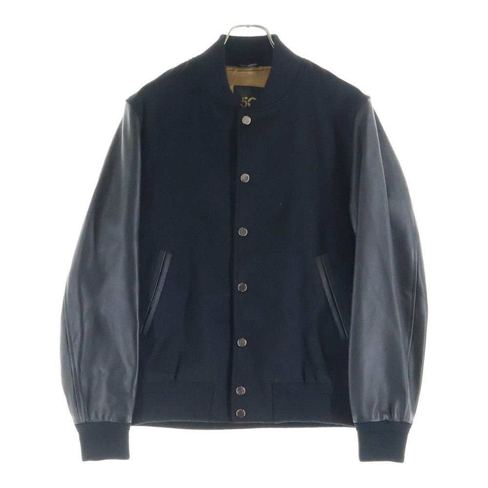 Cinquanta(チンクアンタ) レザー切り替え ウールスタジアムジャンパー スタジャン ブラック H-515