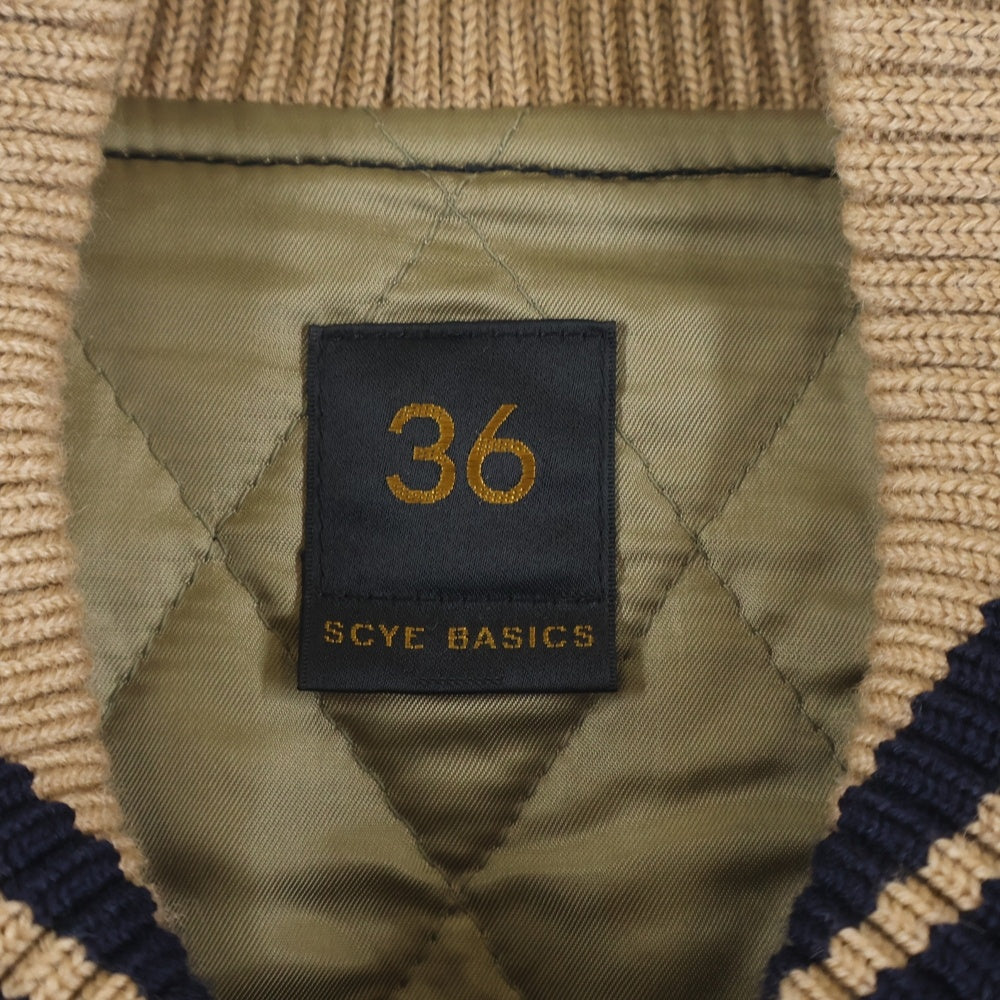 SCYE BASICS(サイベーシックス) SUPER140 MELTON VARSITY JACKET メルトン バーシティジャケット スタジャン ネイビー 5723-63500